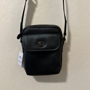 Coach black leather crossbody